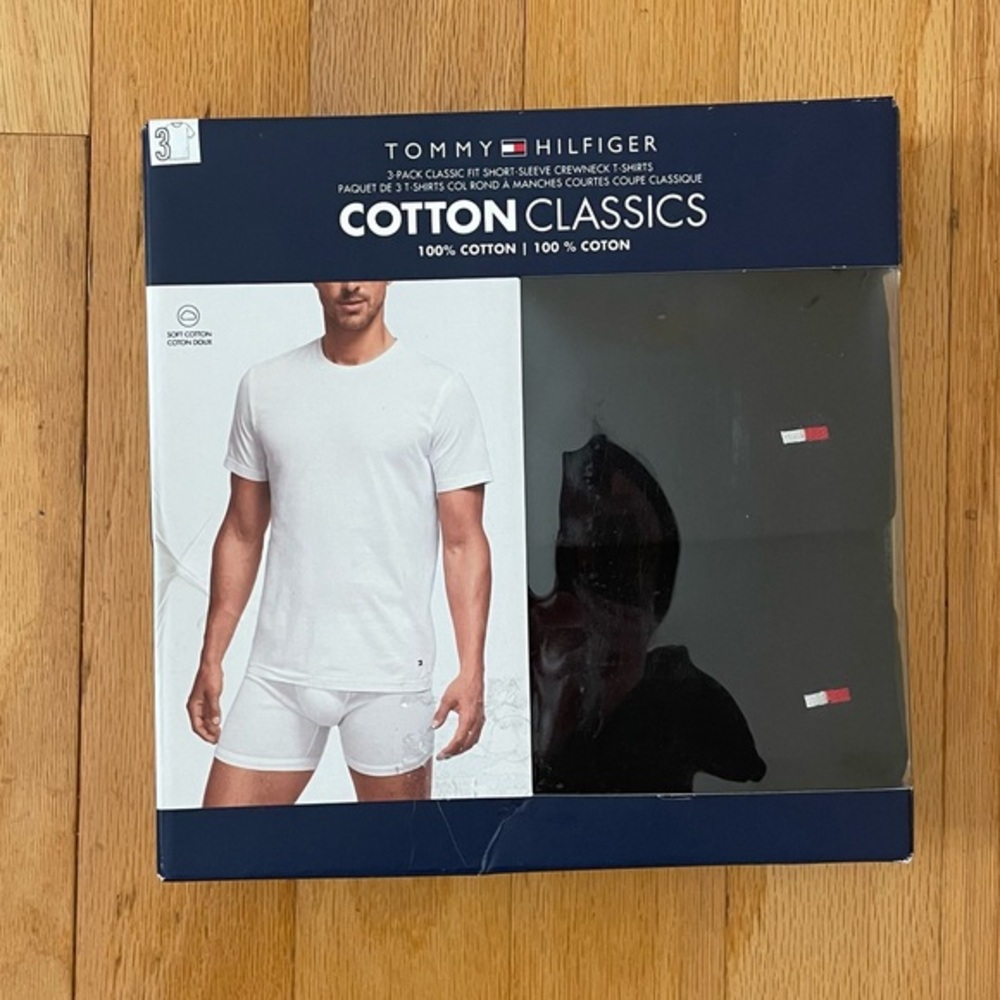 Tommy Hilfiger Men's 3-Pack T-Shirts Crew Neck Undershirts Navy Size S